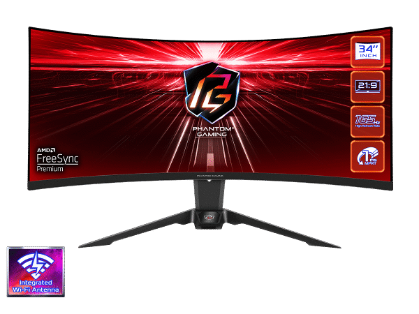 Monitor 34" AsRock PG34WQ15R2B VA 3440x1440/165Hz/1ms/HDMIx2/DP/zvučnici