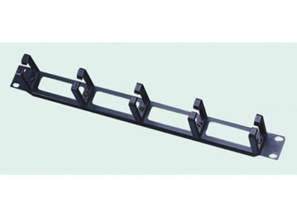 Nosač kabla sa obujmicama 1U / 19" - sa 5 prstenova P-016D-1U-BK