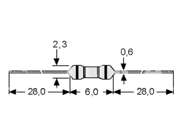 OTPORNIK UGLJENI 5% 22R  1/4W