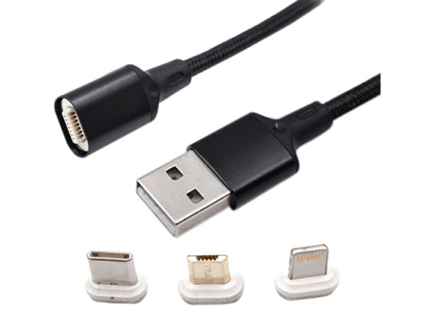 USB kabel magnetni, USB A- Micro B+USB-C+Apple,1m