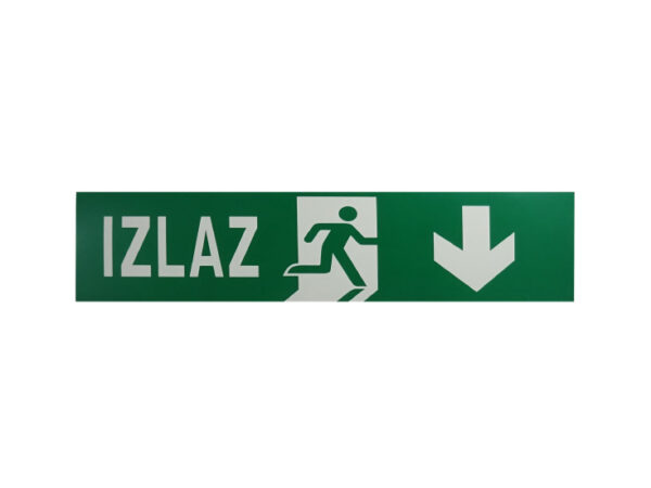 Nalepnica za panik lampu - izlaz dole 221x47mm