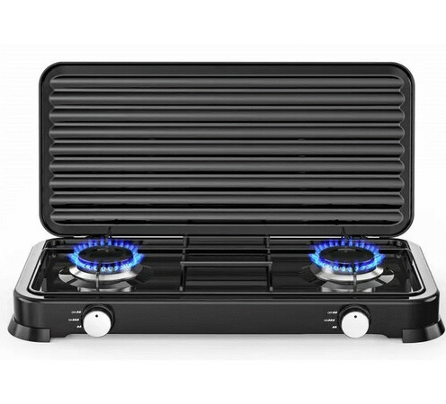 Rosberg R51454D2 crni plinski rešo sa aluminijumskim gorionicima sa dve ringle.