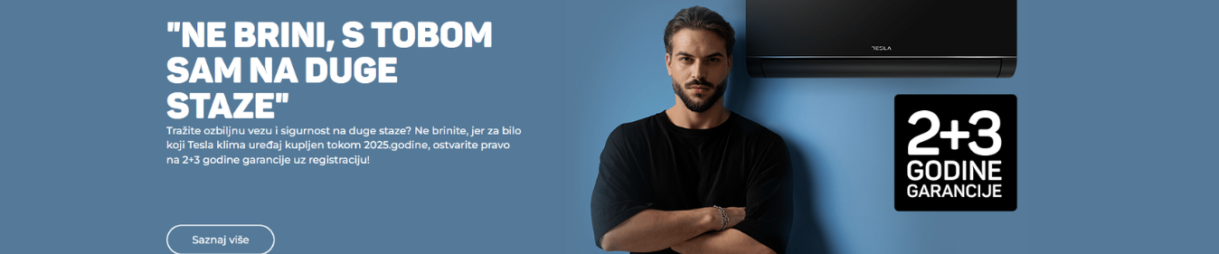 Tesla daje 2+3 godine na sve inverter klima uređaje kupljene tokom 2025. godine u prodavnicama Halabrin Decibel.