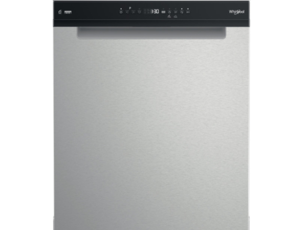 Mašina za pranje sudova WHIRLPOOL W7F HP43 X 60 cm inox – samostojeći model kapaciteta 15 kompleta.